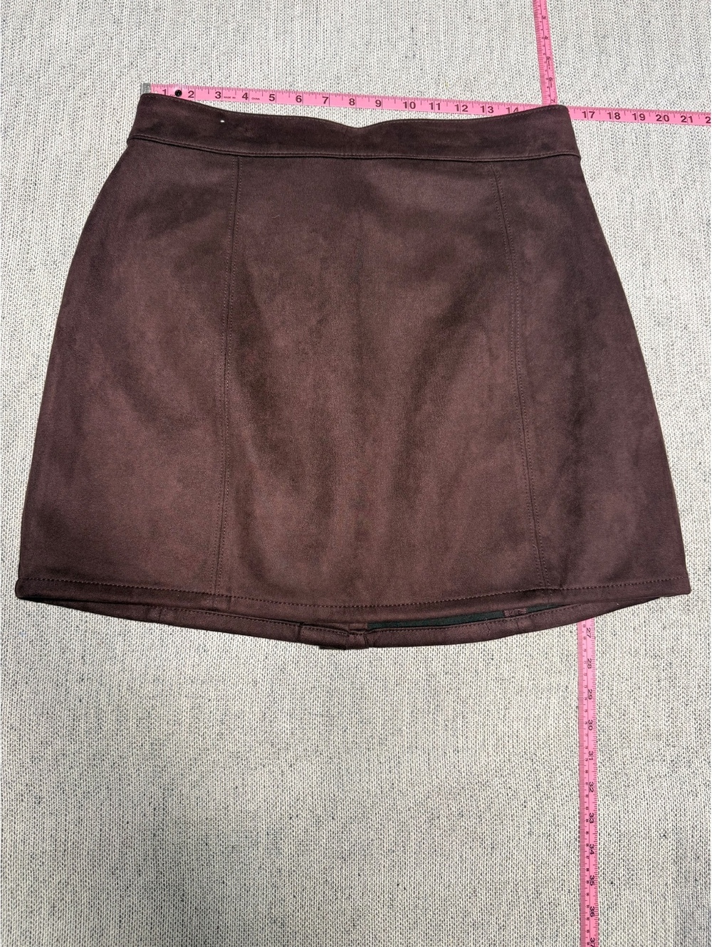 Maurices Brown Faux Suede Button Front Mini Skirt Size 12 - Picture 9 of 10